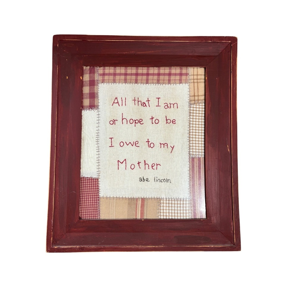 Provo Craft Framed Patchwork Wall Art Abe Lincoln Mother Quote Rustic Farmhouse